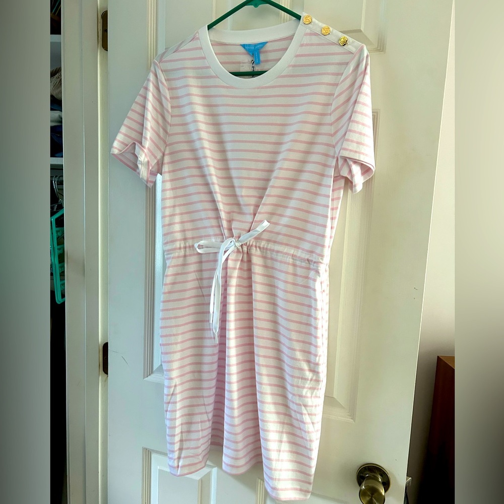 Draper James Cotton Pink White striped summer dress size S